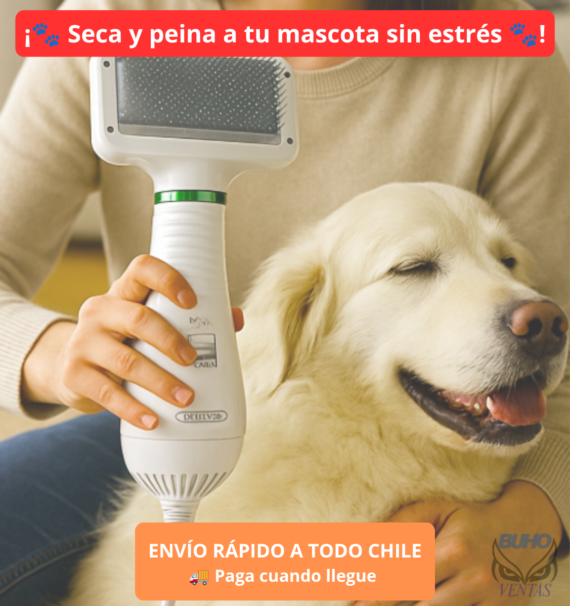 Secador Peine para Mascotas 2 en 1