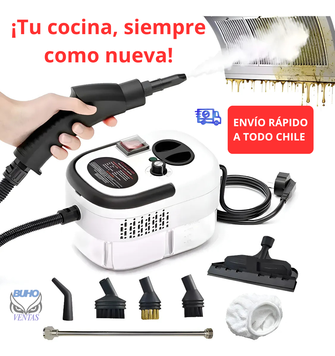 Máquina de Limpieza a Vapor 2500W — Cocina Impecable Sin Esfuerzo