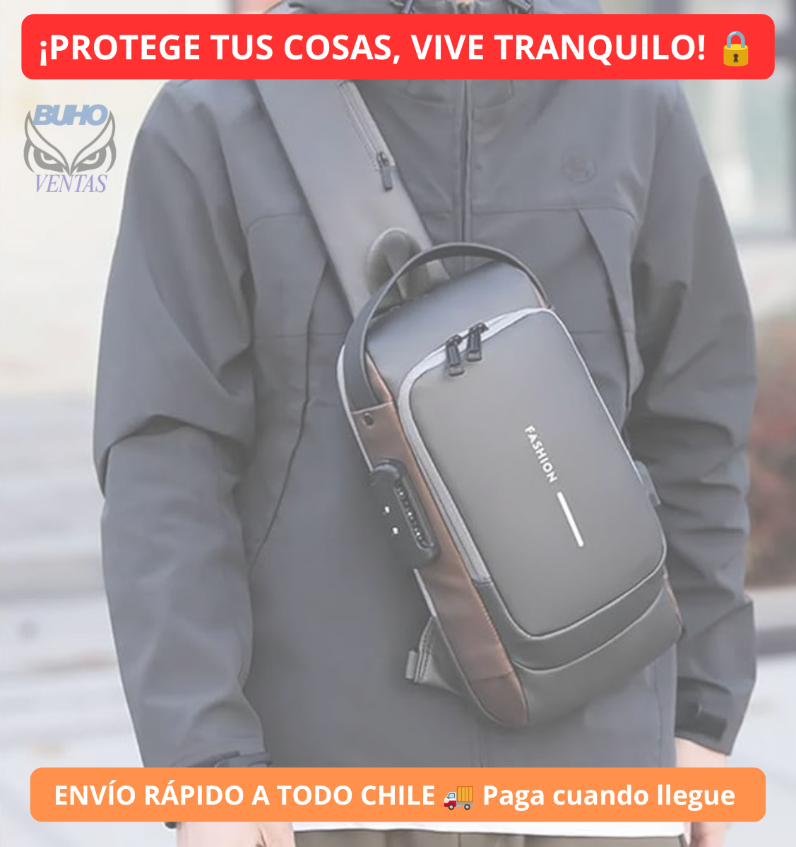 Bolso Mochila Antirrobo + Carga USB Integrada